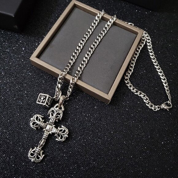 Chrome Hearts Cross Dice Silver Necklace - Picture 1 of 6